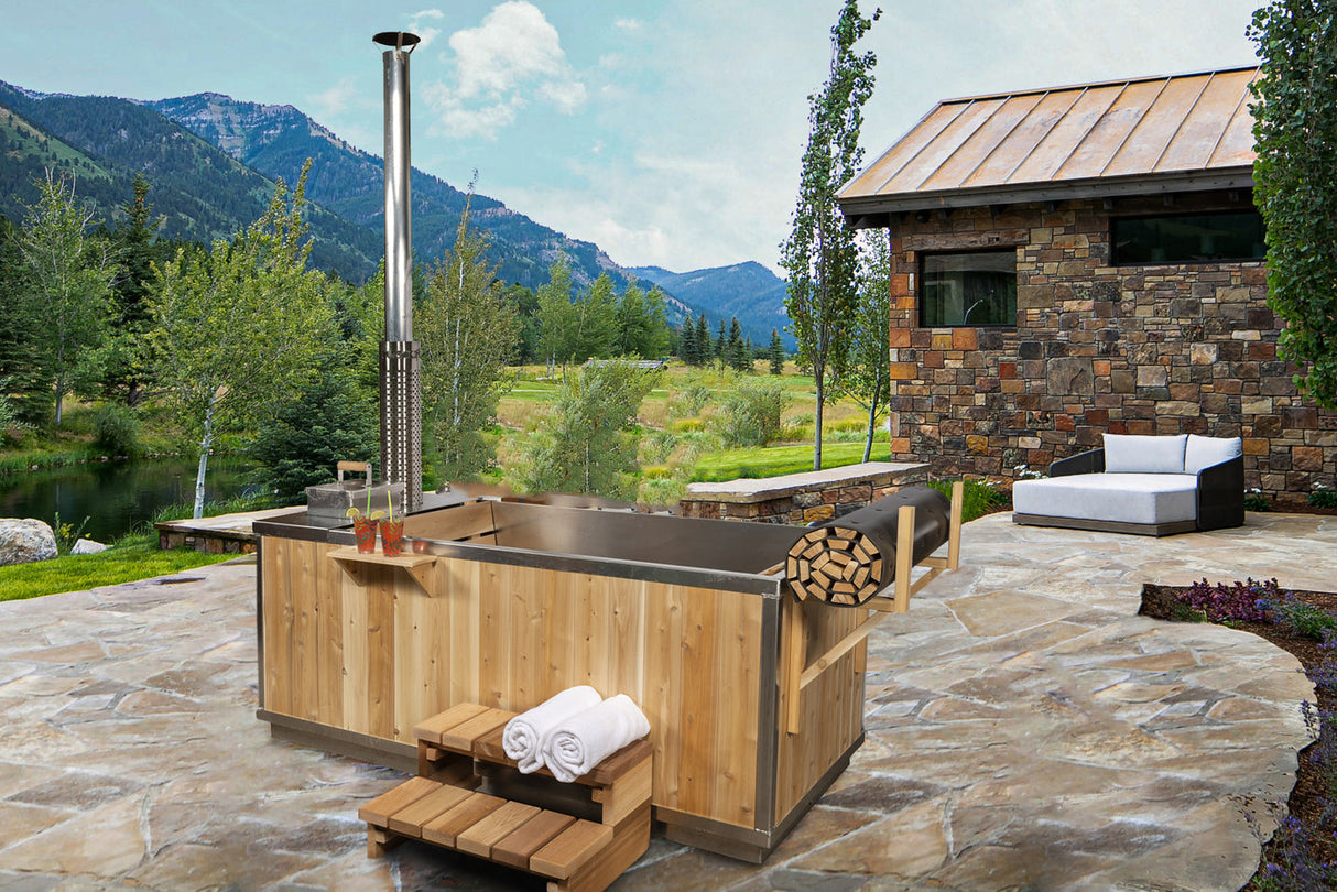 SAUNAONES® Outdoor Red Cedar Wooden Hot Tub